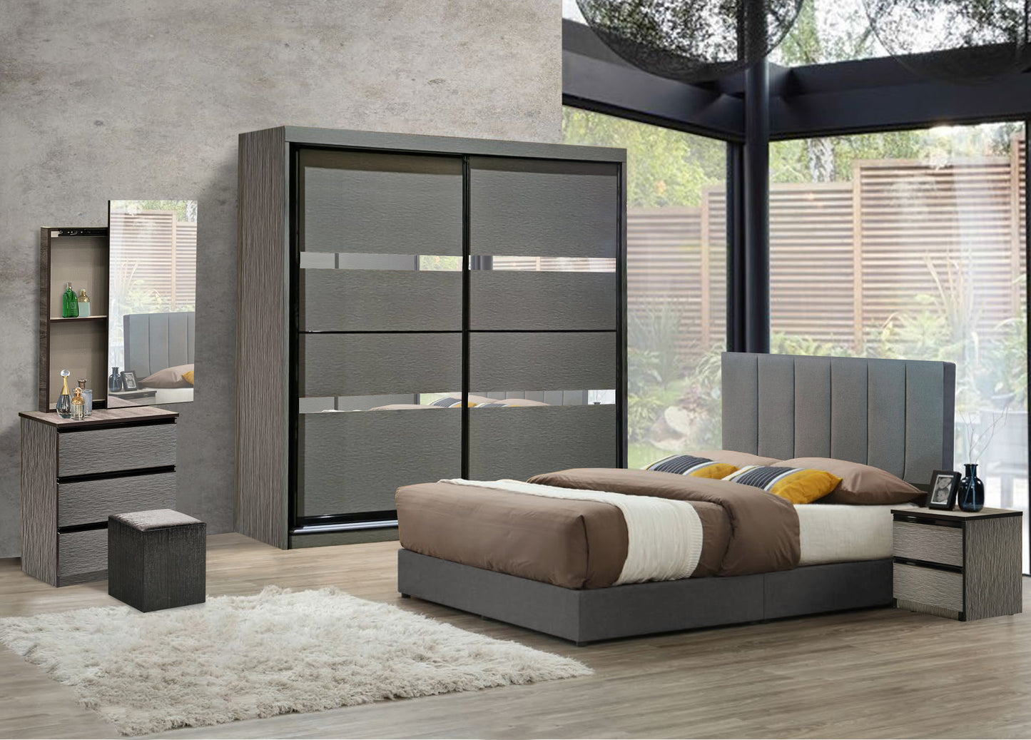 Utopia Bedroom Set/Bedframe/Wardrobe/Dressing Table/Site Table