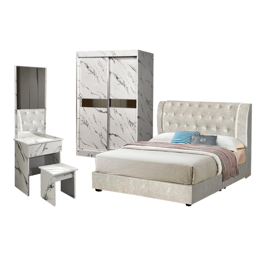Leon Bedroom Set ~ Bedframe +Wardrobe + Dressing Table & Stool~ Bedroom ~ 套房 154-01