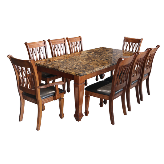 Bimba Brown Marble Dining set 1+8