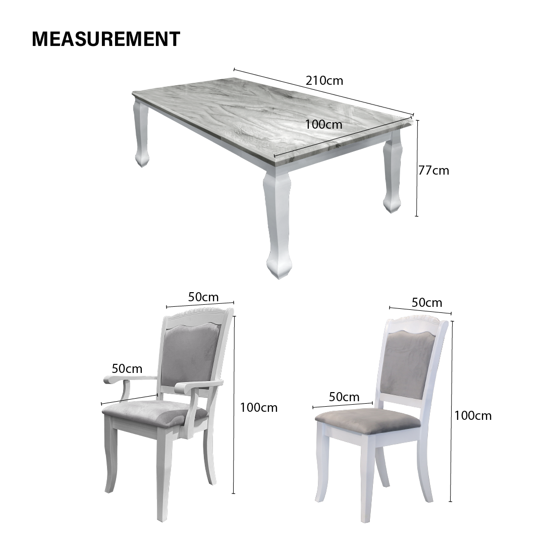 Miko White Marble Dining set 1+8