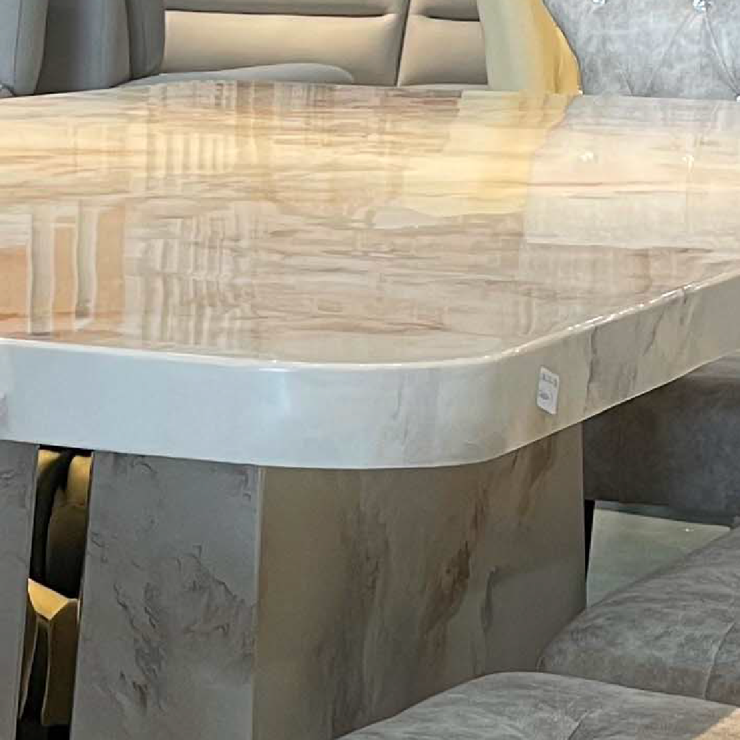 Snowsky Marble Dining set 1+8
