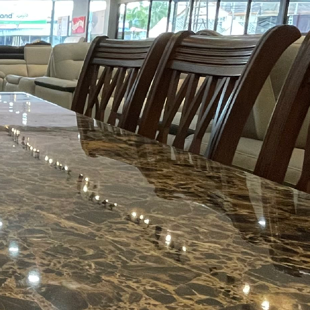 Bimba Brown Marble Dining set 1+8
