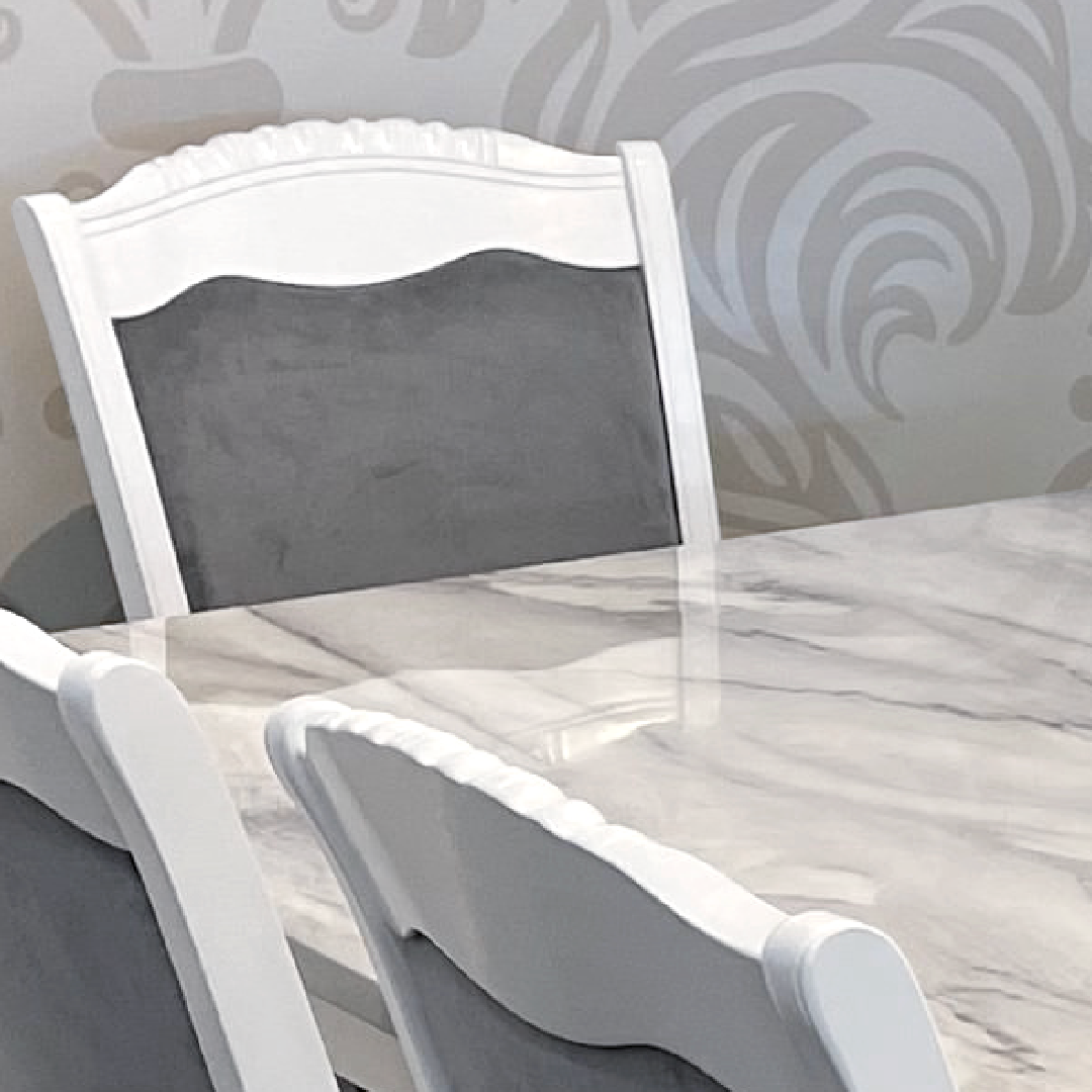 Miko White Marble Dining set 1+8