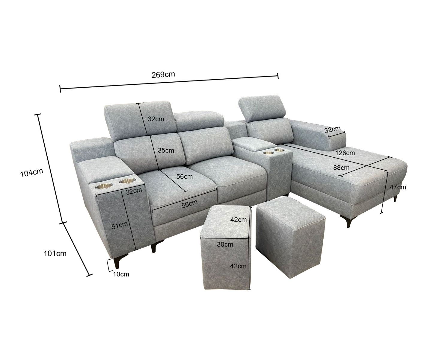 Fabio 3 Seater L Shape Sofa