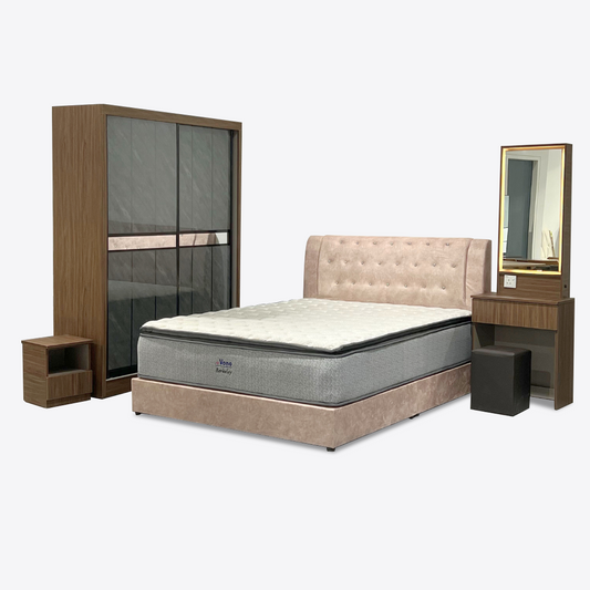 Orren Bedroom Set ~ Bedframe + Wardrobe + Dressing Table & Stool + Side Table