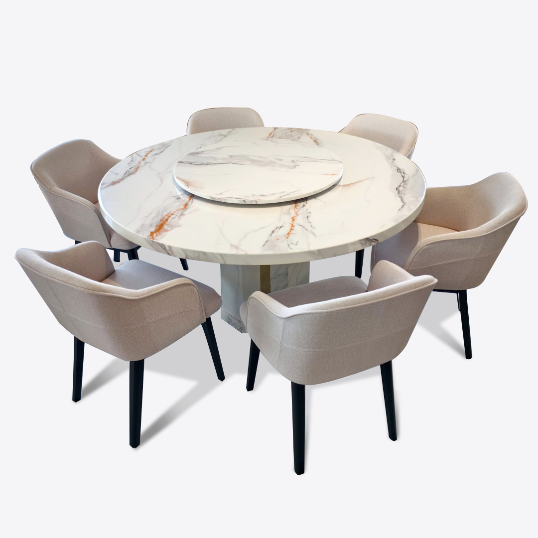 Muna Round Marble Dining Set