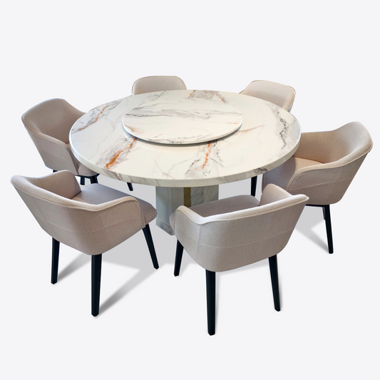 Muna Round Marble Dining Set
