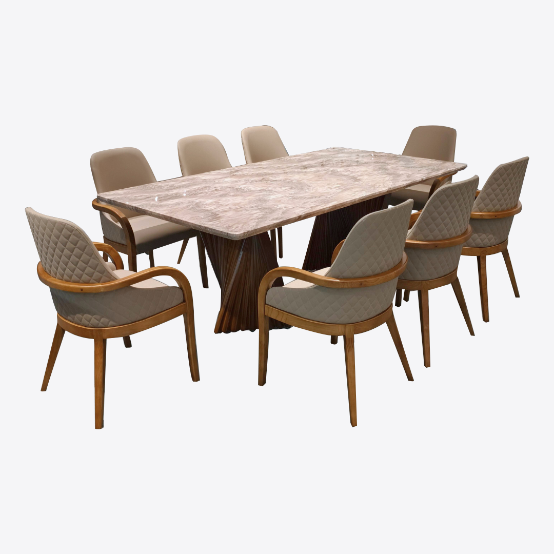 Rustic Wood + Marble Dining Set
