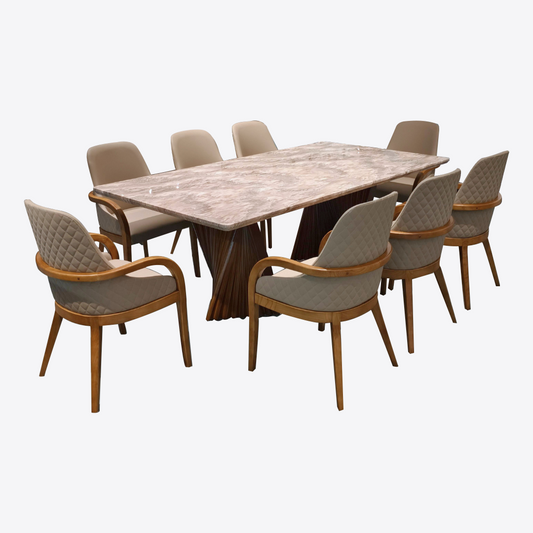 Rustic Wood + Marble Dining Set