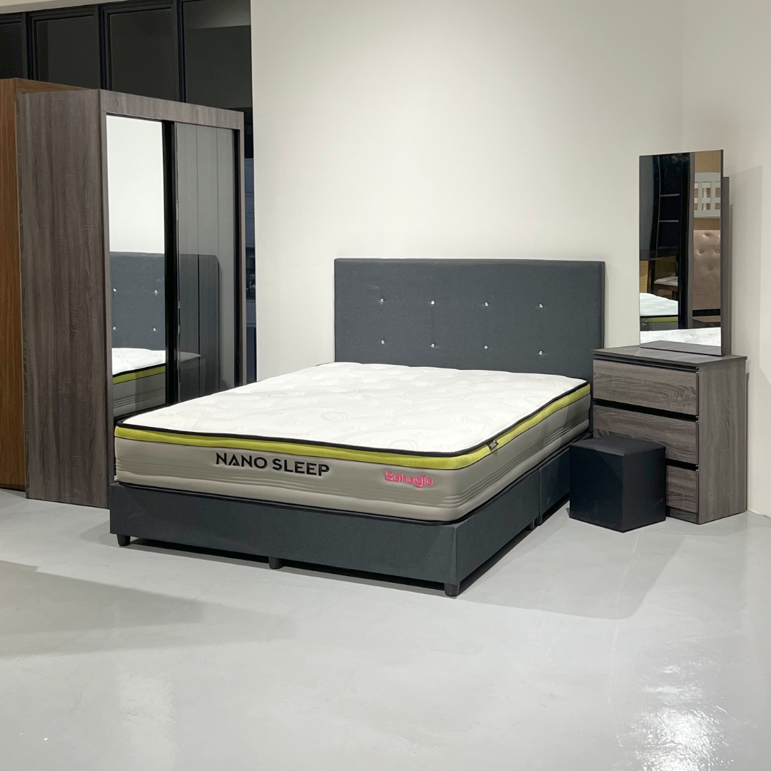Mopio Bedroom Set ~ Bedframe + Wardrobe + Dressing Table & Stool