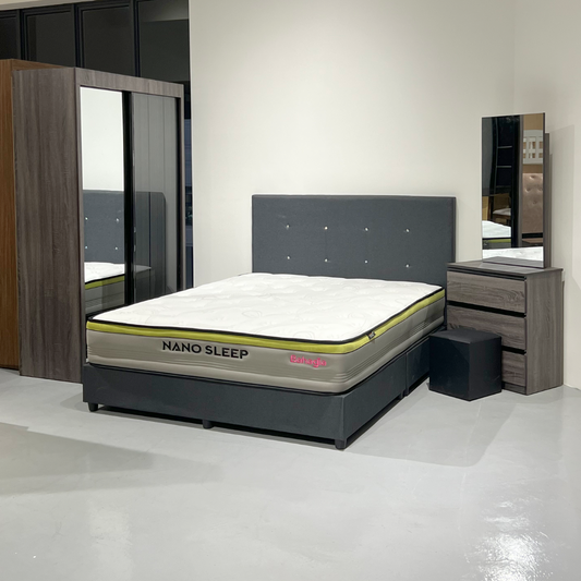 Mopio Bedroom Set ~ Bedframe + Wardrobe + Dressing Table & Stool