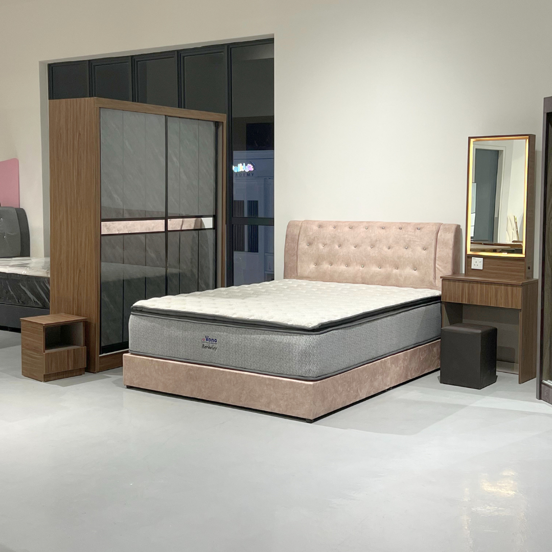 Orren Bedroom Set ~ Bedframe + Wardrobe + Dressing Table & Stool + Side Table