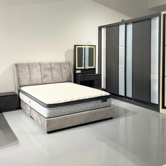 Emmer Bedroom Set ~ Bedframe + Wardrobe + Dressing Table & Stool + Side Table