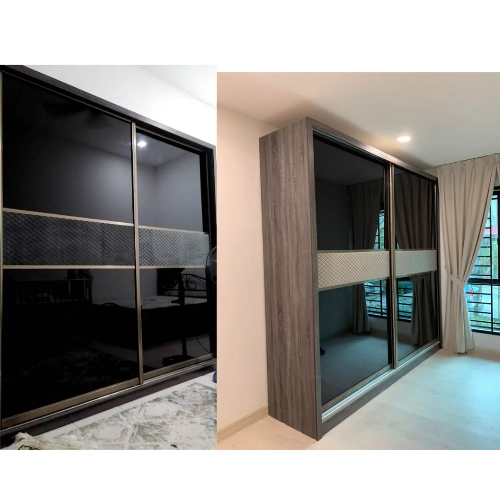 Miya Anti Jump Sliding Door Wardrobe 6x8,8x8 | Melamine | Almari Anti-Jump