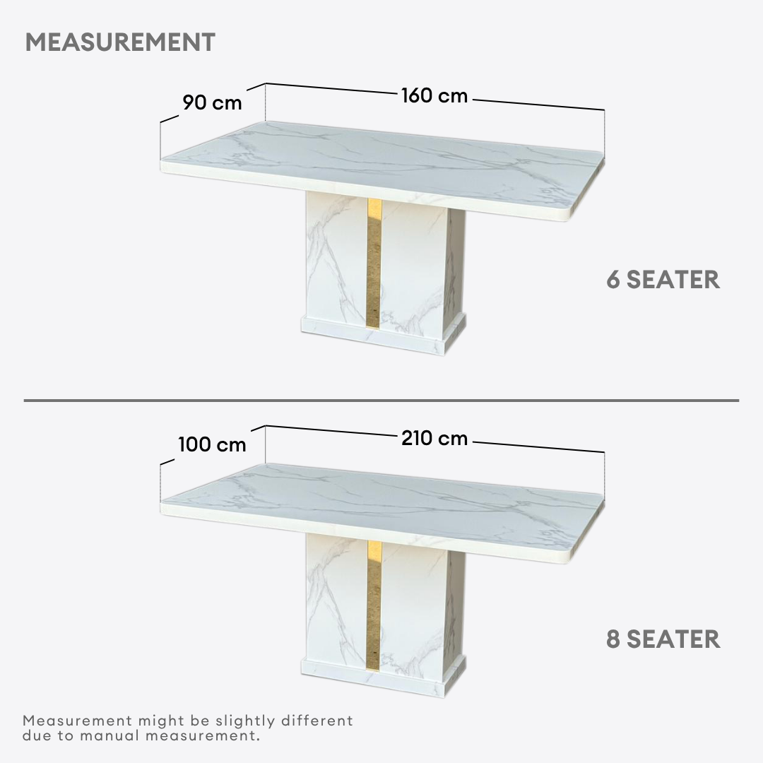 Nerissa Marble Dining Table - 6/8s | 156-56