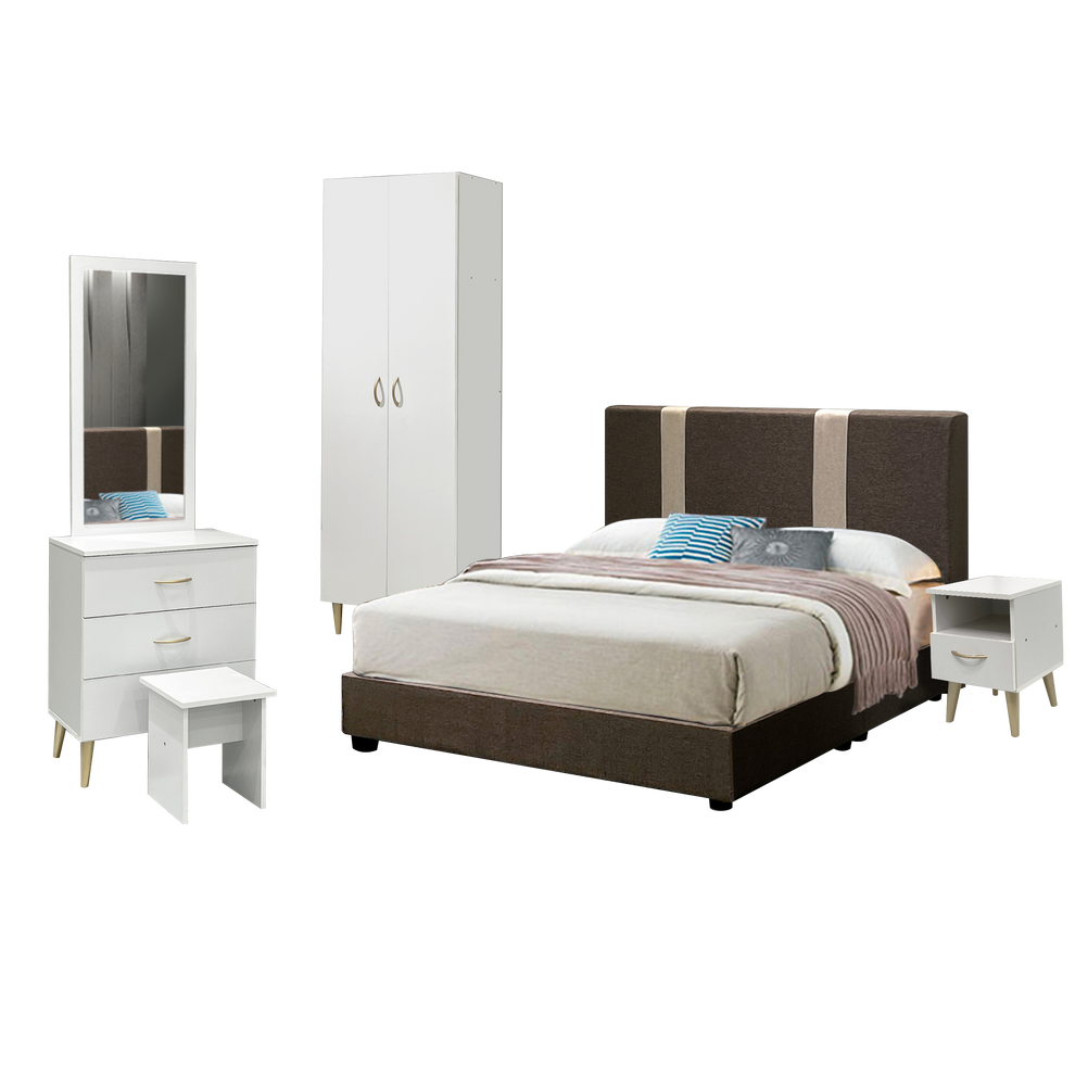 Inari Bedroom set Queen Bedframe + 2 Doors Wardrobe + Dressing Table