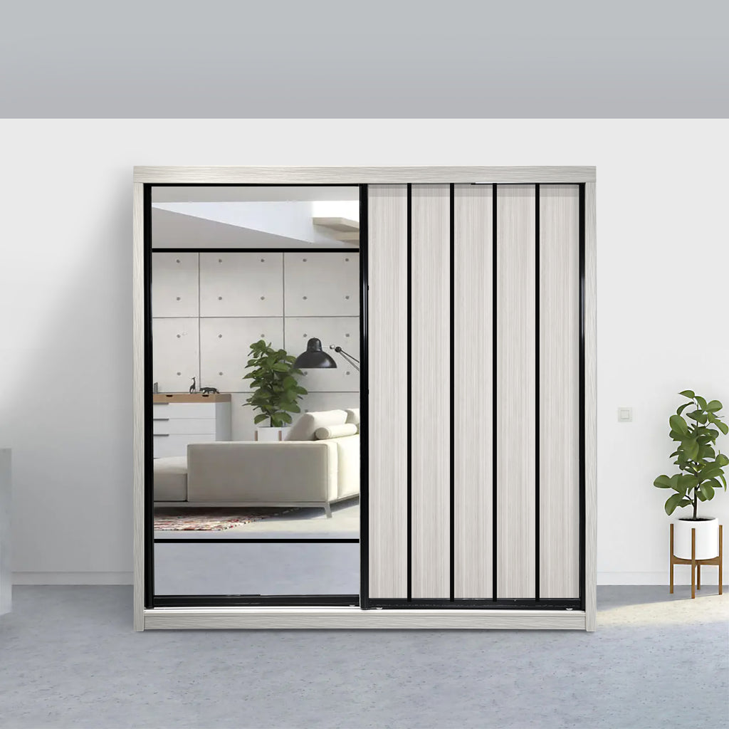 Mason 6/8x8ft Wardrobe - Half Mirror Door | 131-19