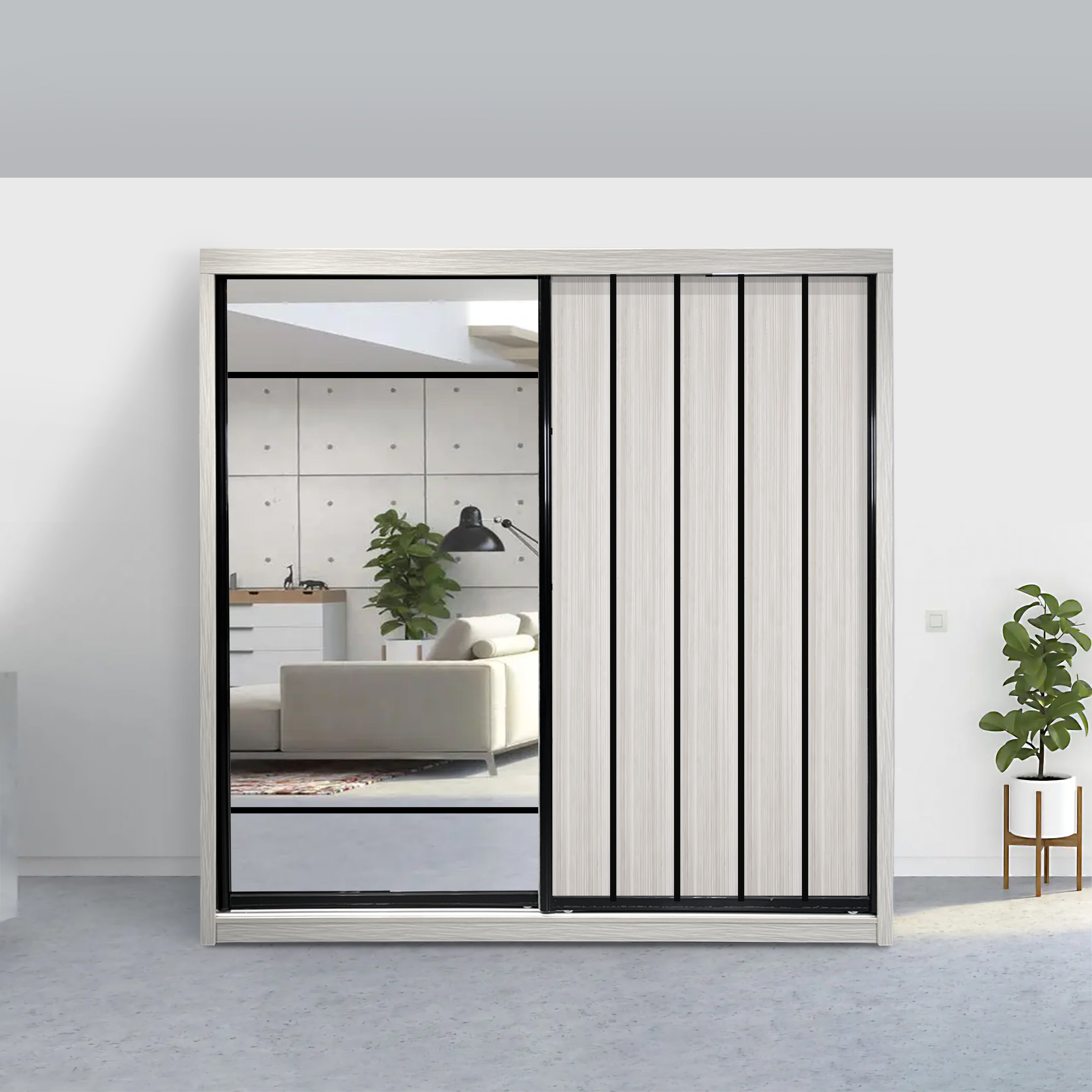 Mason 6/8x8ft Wardrobe - Half Mirror Door | 131-19