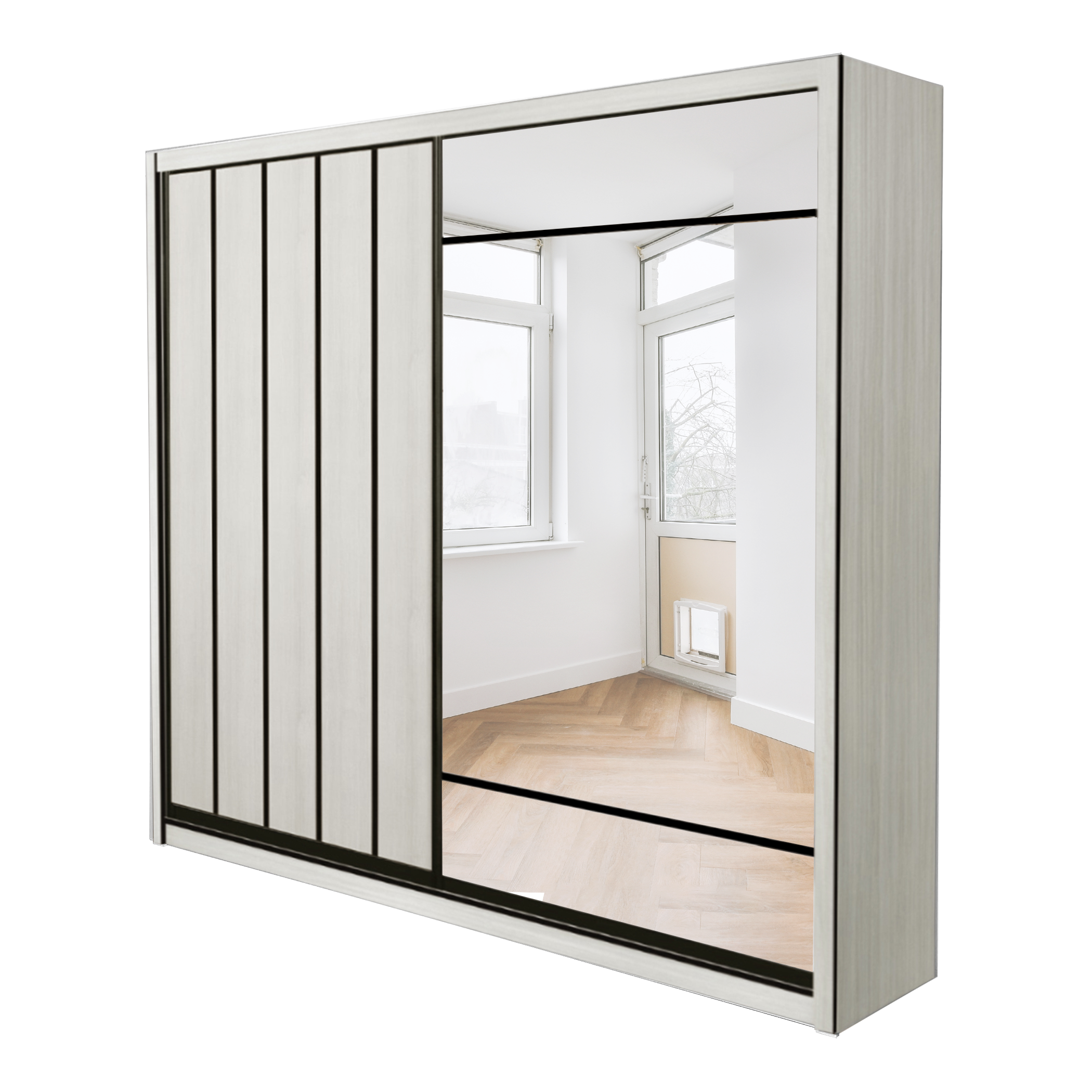 Mason 6/8x8ft Wardrobe - Half Mirror Door | 131-19