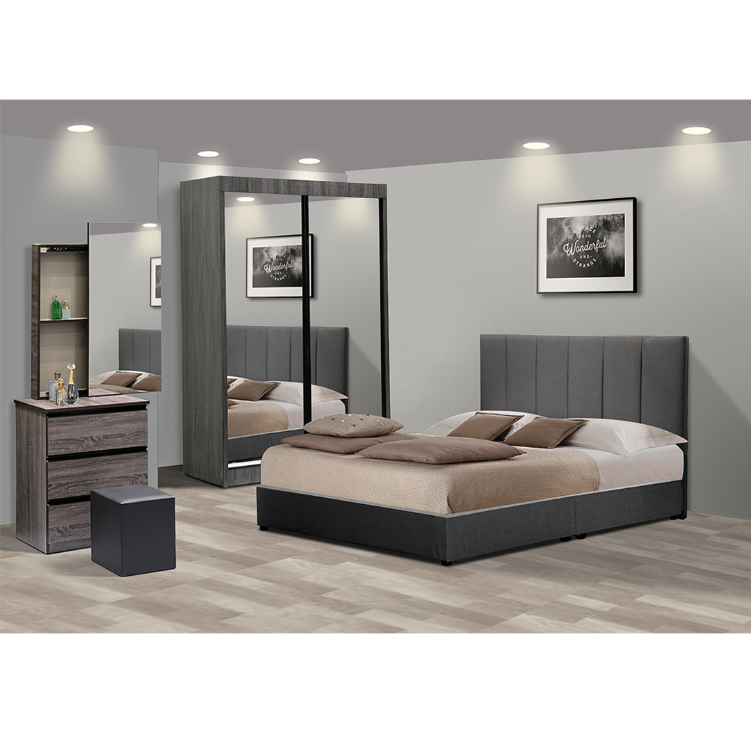 Bedroom set 4in1 Bedframe Wardrobe 4 x 6ft Dressing Table Stool