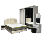 Keshui Bedroom Set ~ Bedframe + Wardrobe + Dressing Table & Stool + Side Table