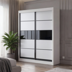 Odelia 4x6ft Black Frame Sliding Wardrobe - Line | 150-16