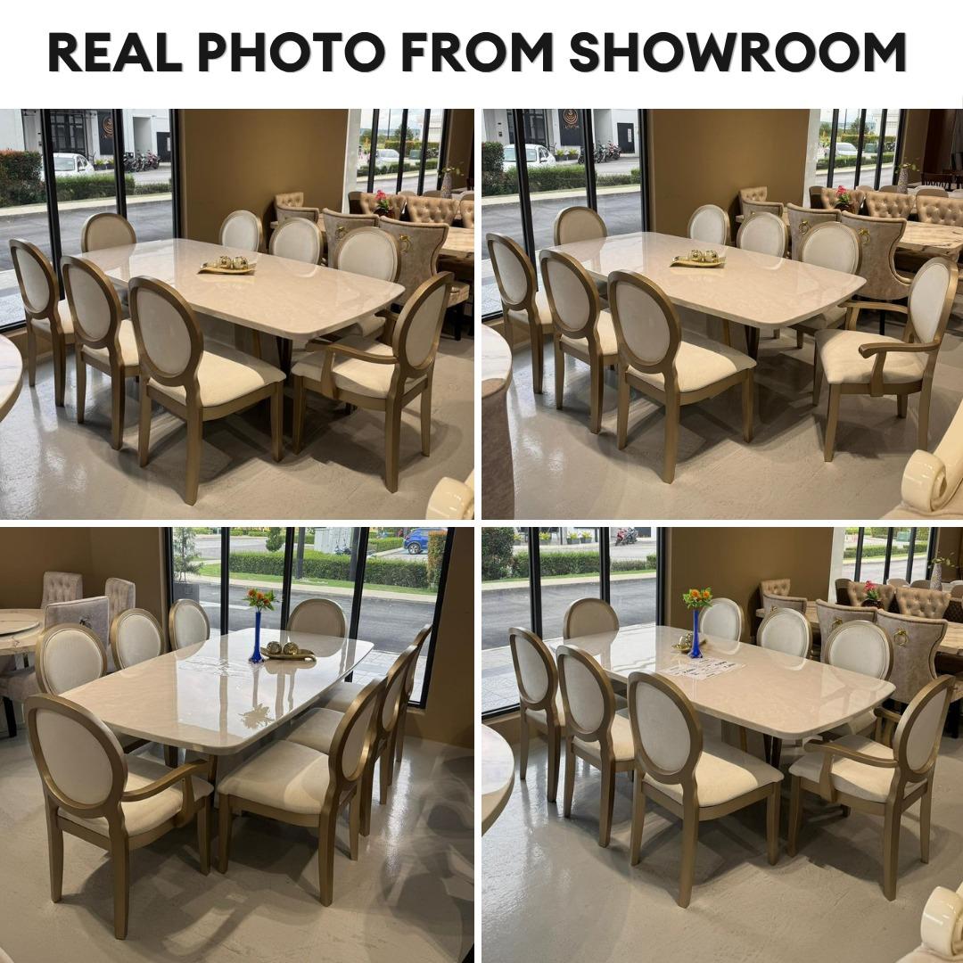 Louise 8s Dining Set in Champagne | 65-25