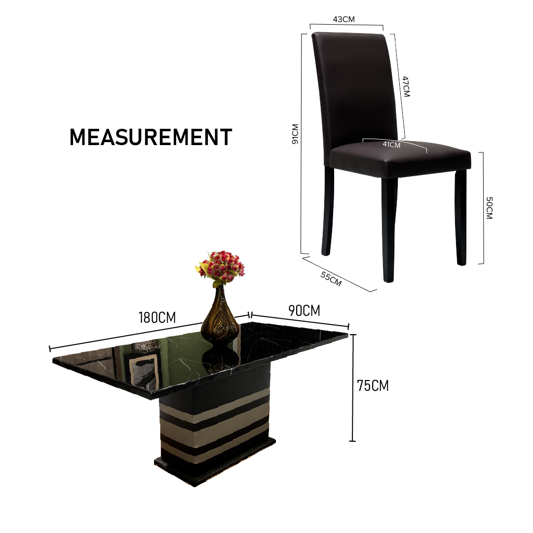 Elijah Marble Dining Set 1+8