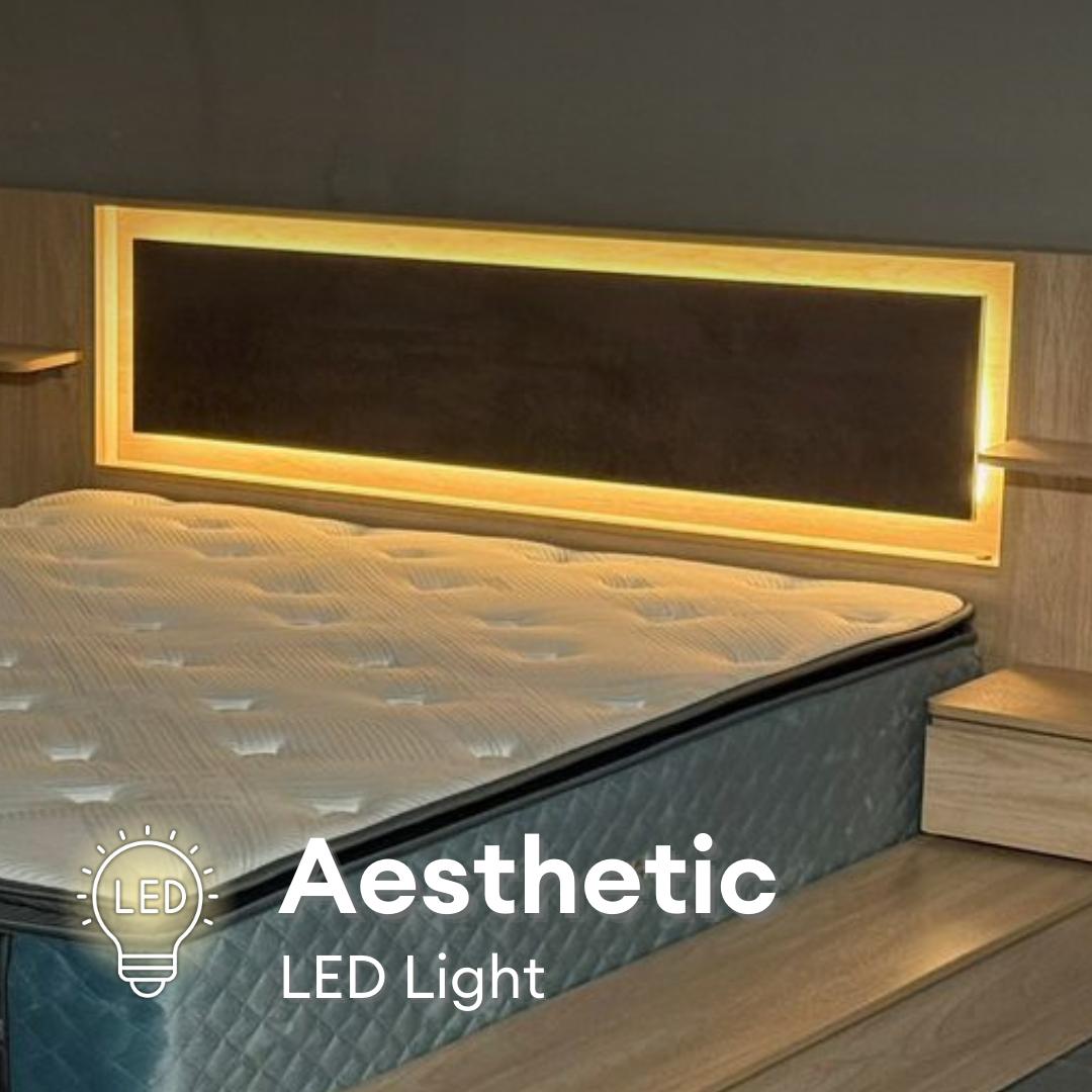 Japandi Tatami King/Queen Bedframe with LED | 131-33