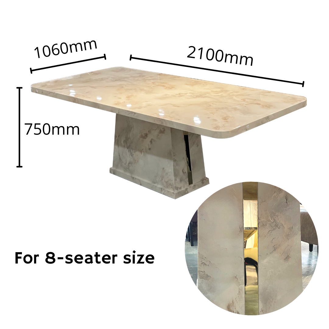 Snowsky Marble Dining set 1+8