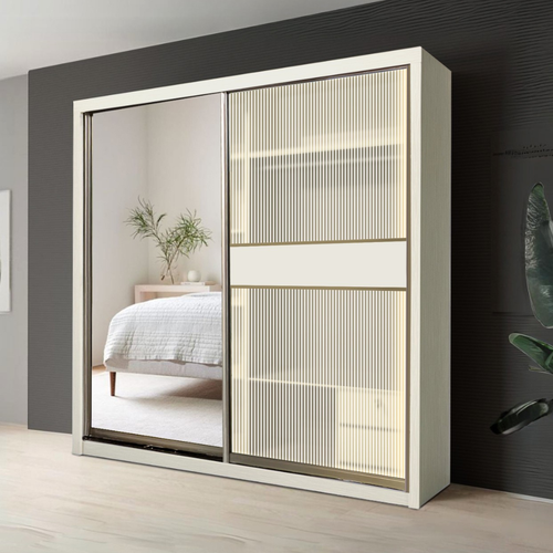 Benjamin 8/6/5x8ft LED light Wardrobe - 1Mirror + 1Glass | B22-83