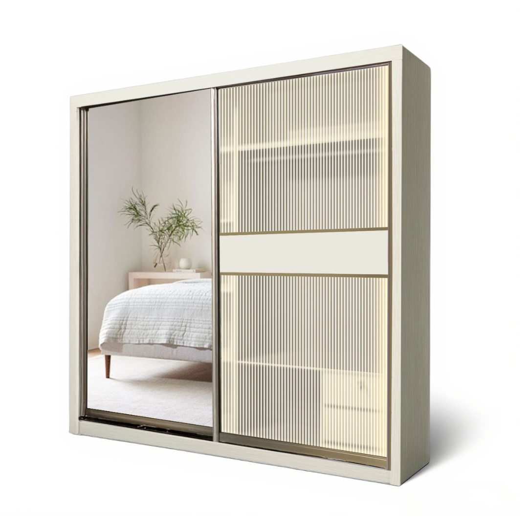 Benjamin 8/6/5x8ft LED light Wardrobe - 1Mirror + 1Glass | B22-83