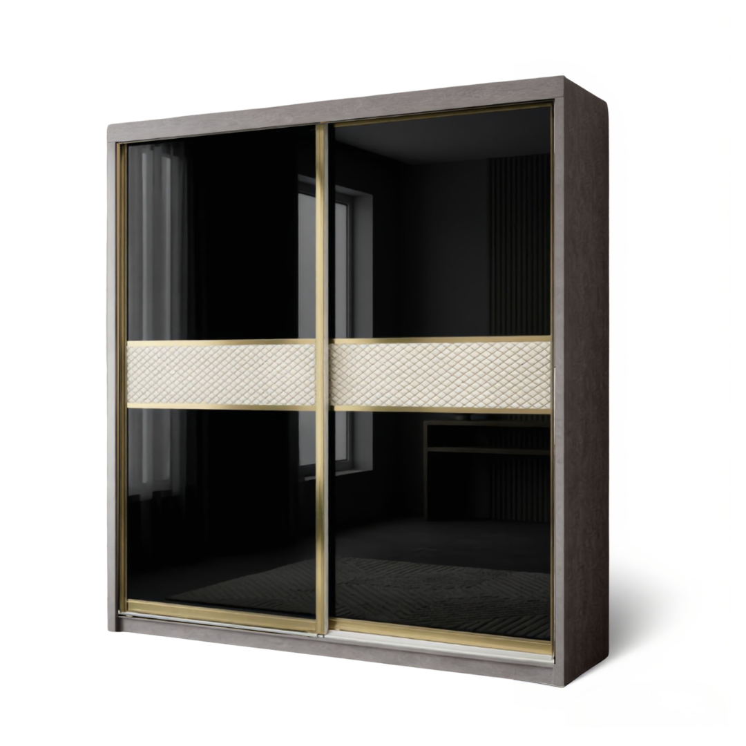 Brandon 8/6/5x8ft Wardrobe - 2 Black Glass Door | 140-09
