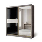 Brandon 8/6/5x8ft Wardrobe - 1 Black Glass + 1 Mirror Door | B 140-26