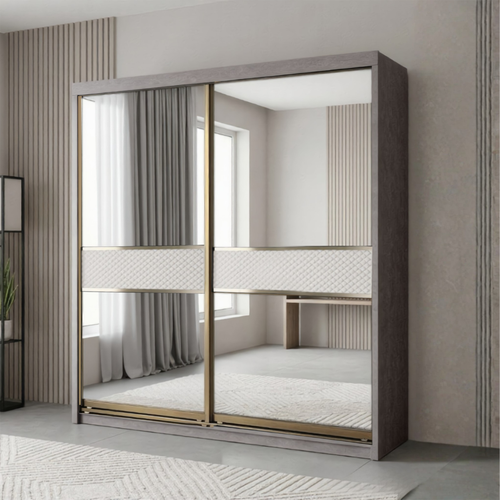 Brandon 8/6/5x8ft Wardrobe - Full Mirror + Velvet | B 140-37