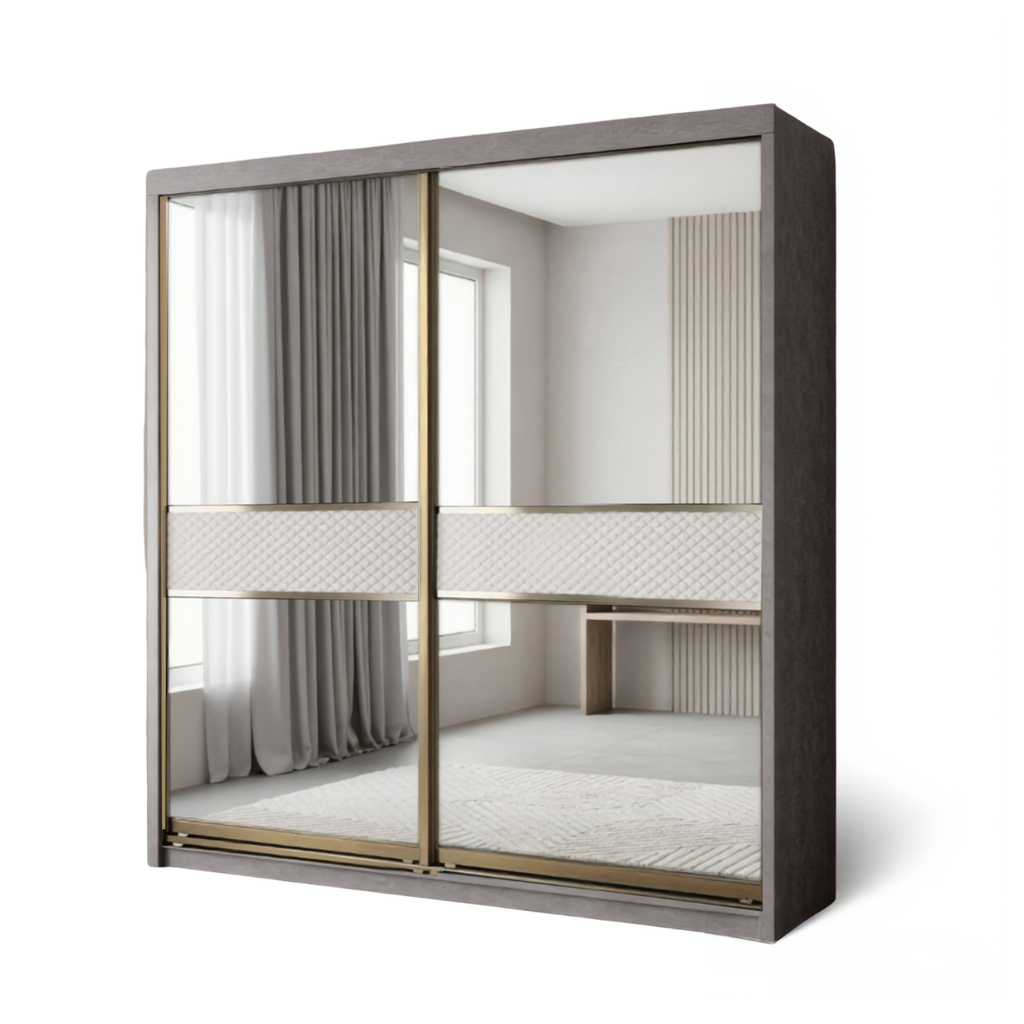 Brandon 8/6/5x8ft Wardrobe - Full Mirror + Velvet | B 140-37