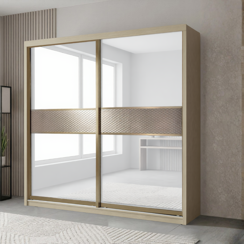 Brandon 8/6/5x8ft Wardrobe - 2 White Glass Door | B140-36