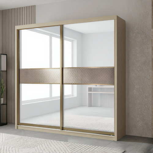 Brandon 8/6/5x8ft Wardrobe - 2 White Glass Door | B140-36