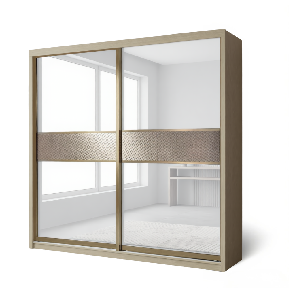 Brandon 8/6/5x8ft Wardrobe - 2 White Glass Door | B140-36