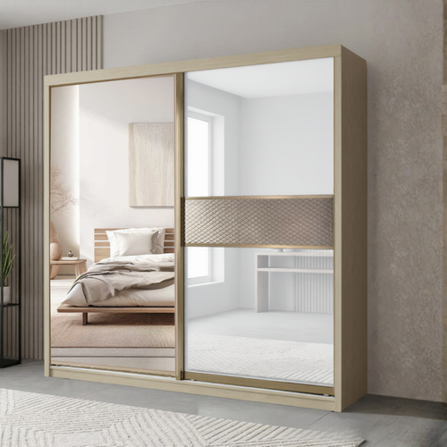Brandon 8/6/5x8ft Wardrobe 1 White Glass + 1 Mirror | B 140-35