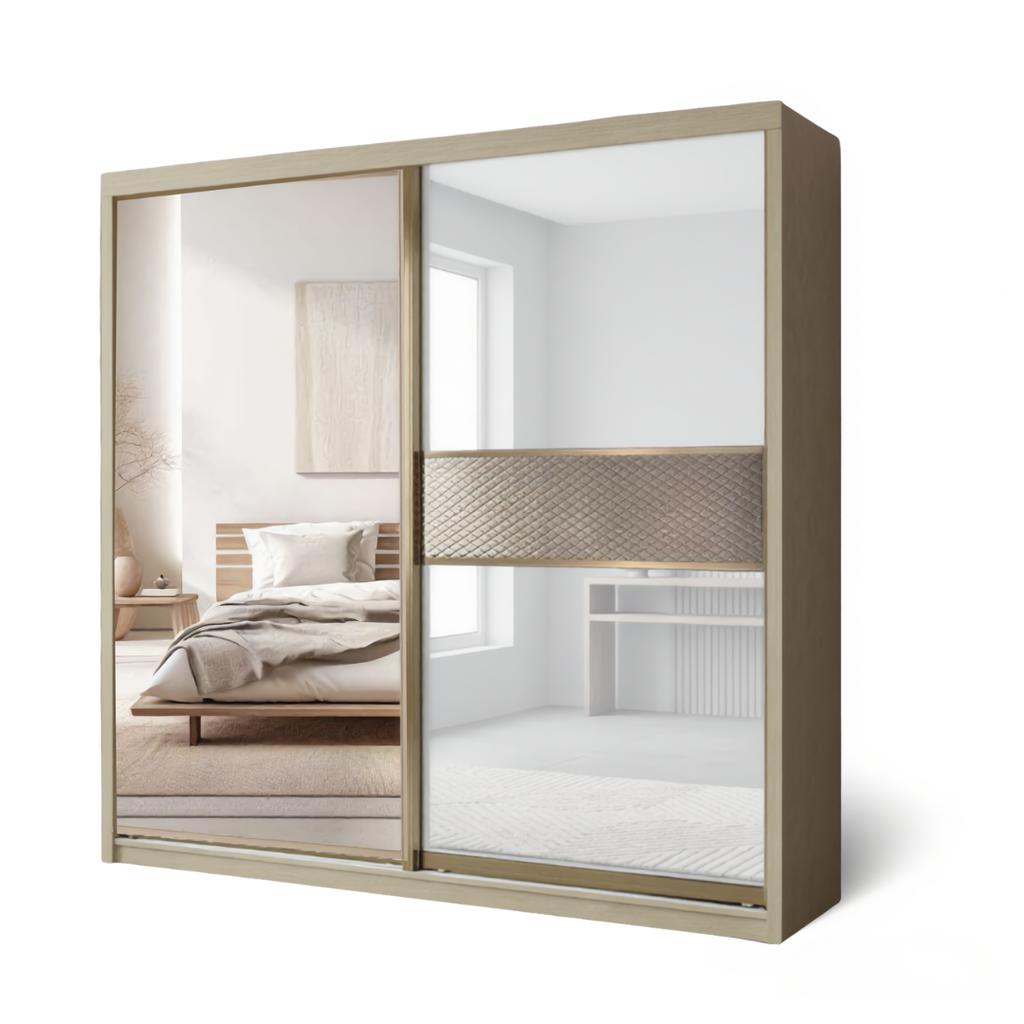 Brandon 8/6/5x8ft Wardrobe 1 White Glass + 1 Mirror | B 140-35