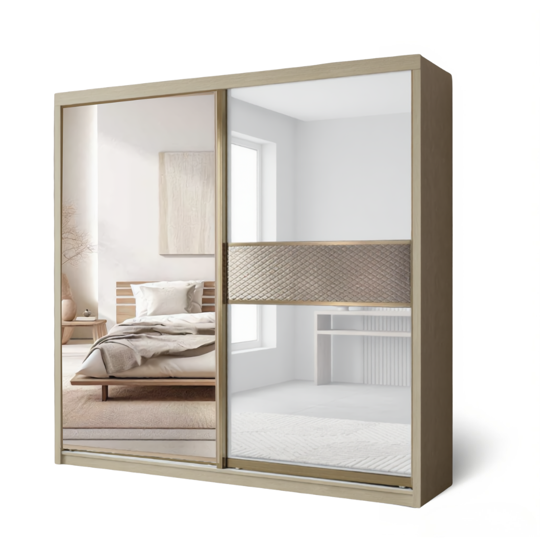 Brandon 8/6/5x8ft Wardrobe 1 White Glass + 1 Mirror | B 140-35