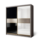 Brandon 8/6/5x8ft Wardrobe 1 Black Glass + 1 White Glass Door | B 140-38