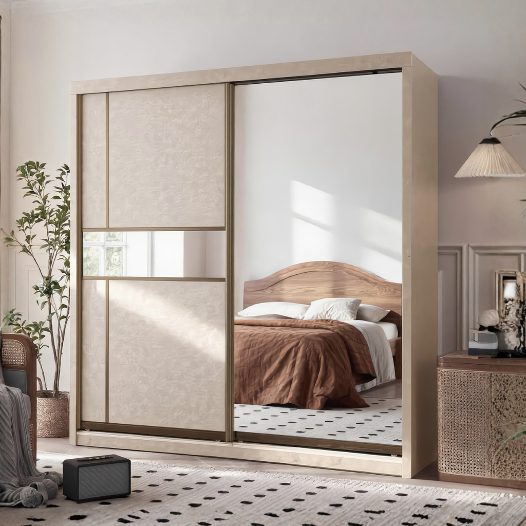 Ford 5/6/8 x 8ft Wardrobe - Mid + Half Mirror Door | B 22-63