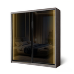Bronza Noir 8/6/5x8ft LED light Wardrobe - Full Black Glass Door | 140-21 New
