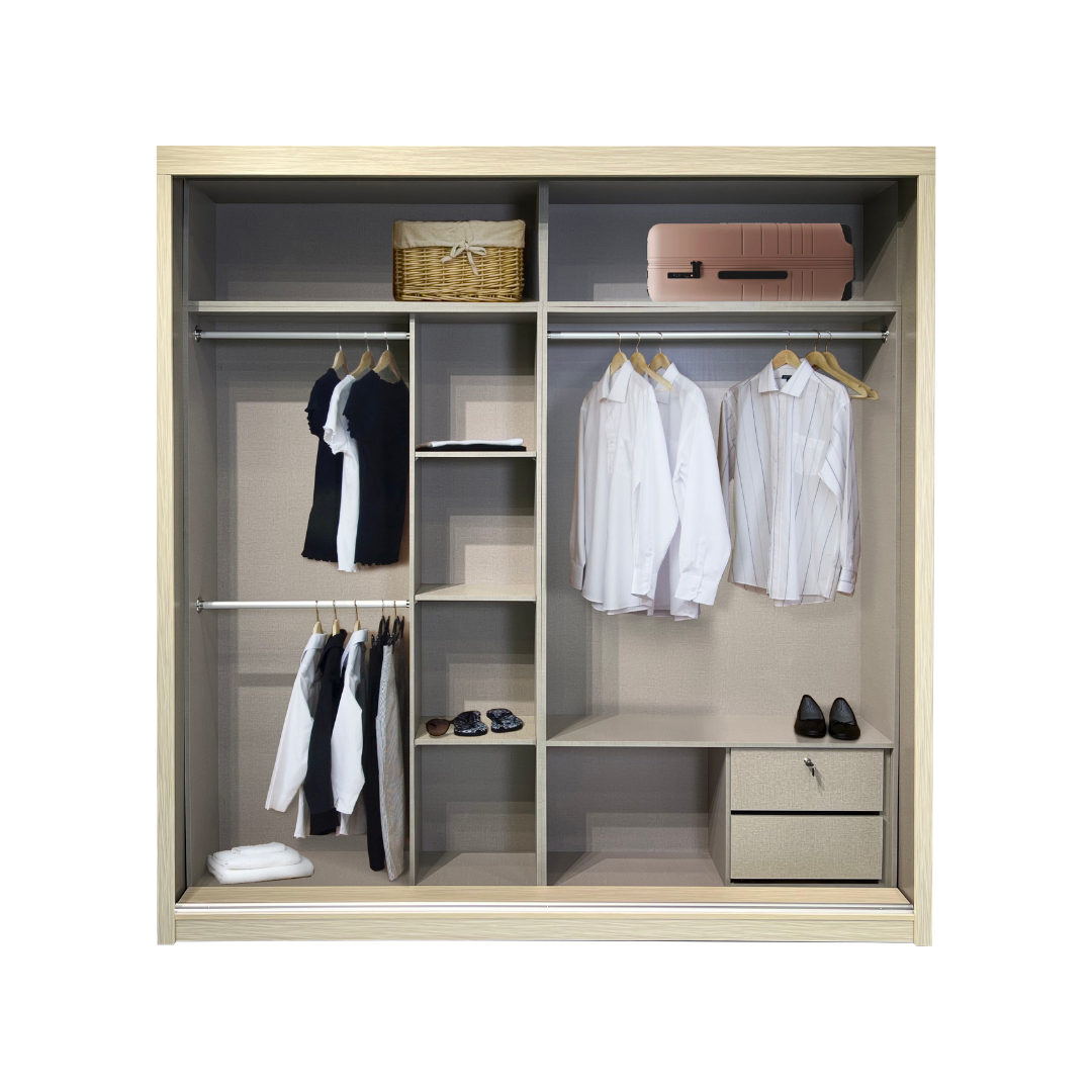 White Anti-Jump Sliding Door Wardrobe