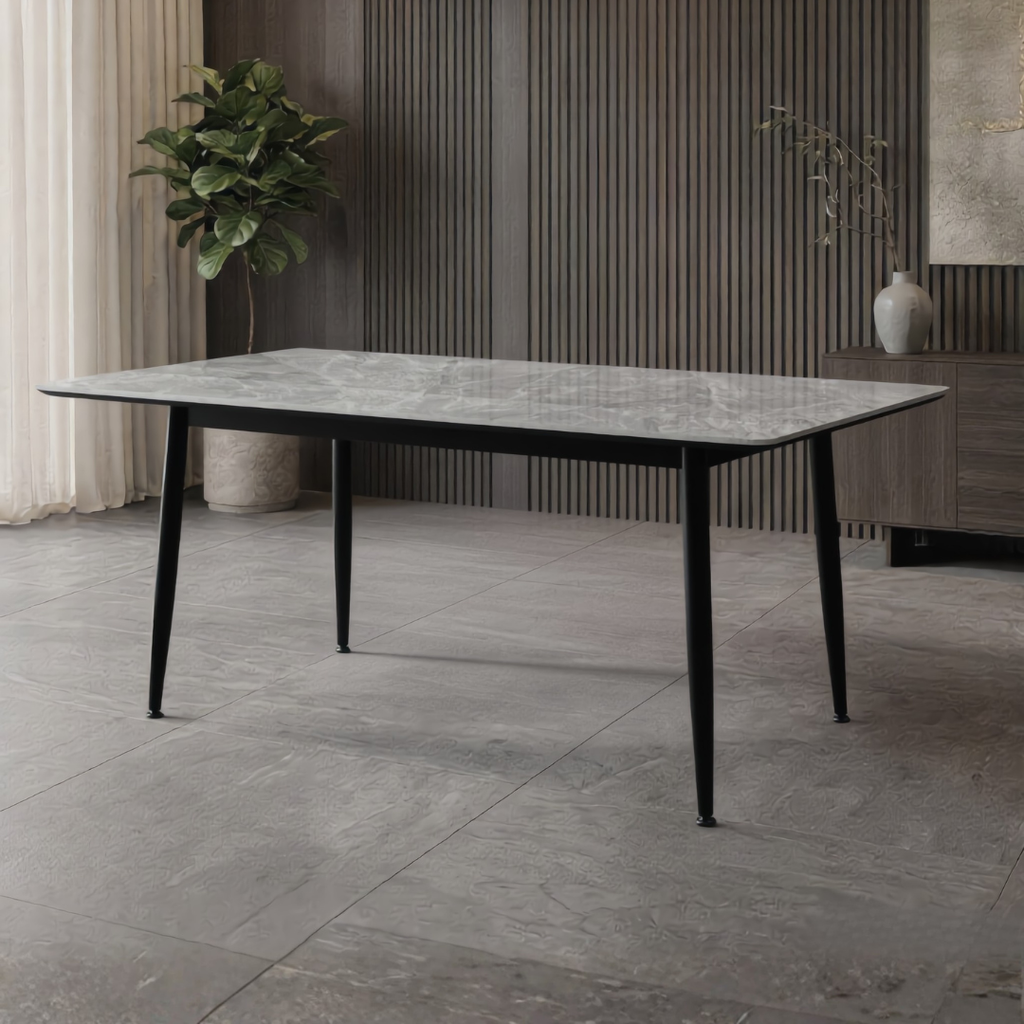 Elias 6s Sintered Stone Dining Table in Grey | 156-65