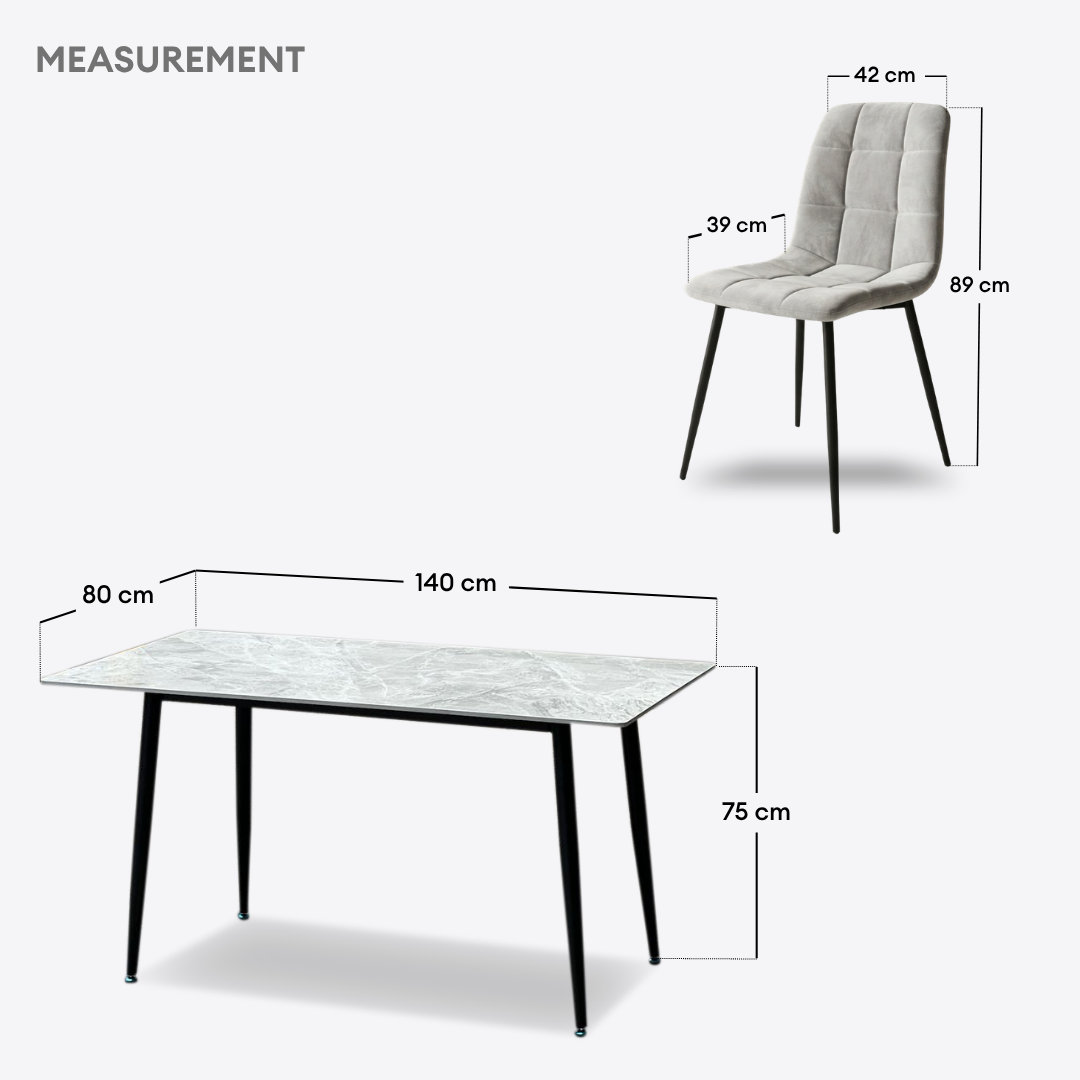 Elara 6s Sintered Stone Dining Set | TJ04-18