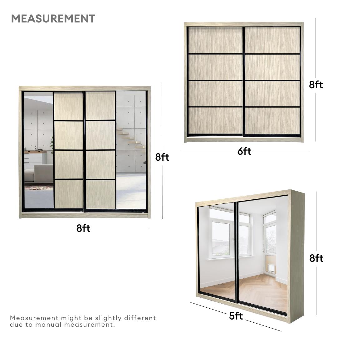 Bryce 8/6/5x8ft Wardrobe - Half Mirror Door | B 131-06