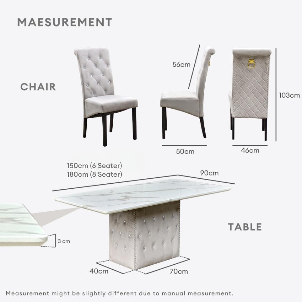Jasmine 6/8s Marble Dining Set | 156-25